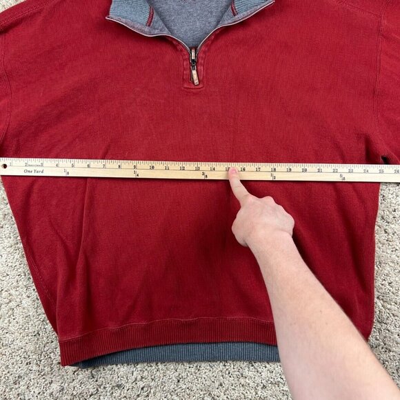Tommy Bahama Sweater Adult XL Red Gray 1/4 Zip Pullover Mens Causal Cotton - Picture 5 of 7